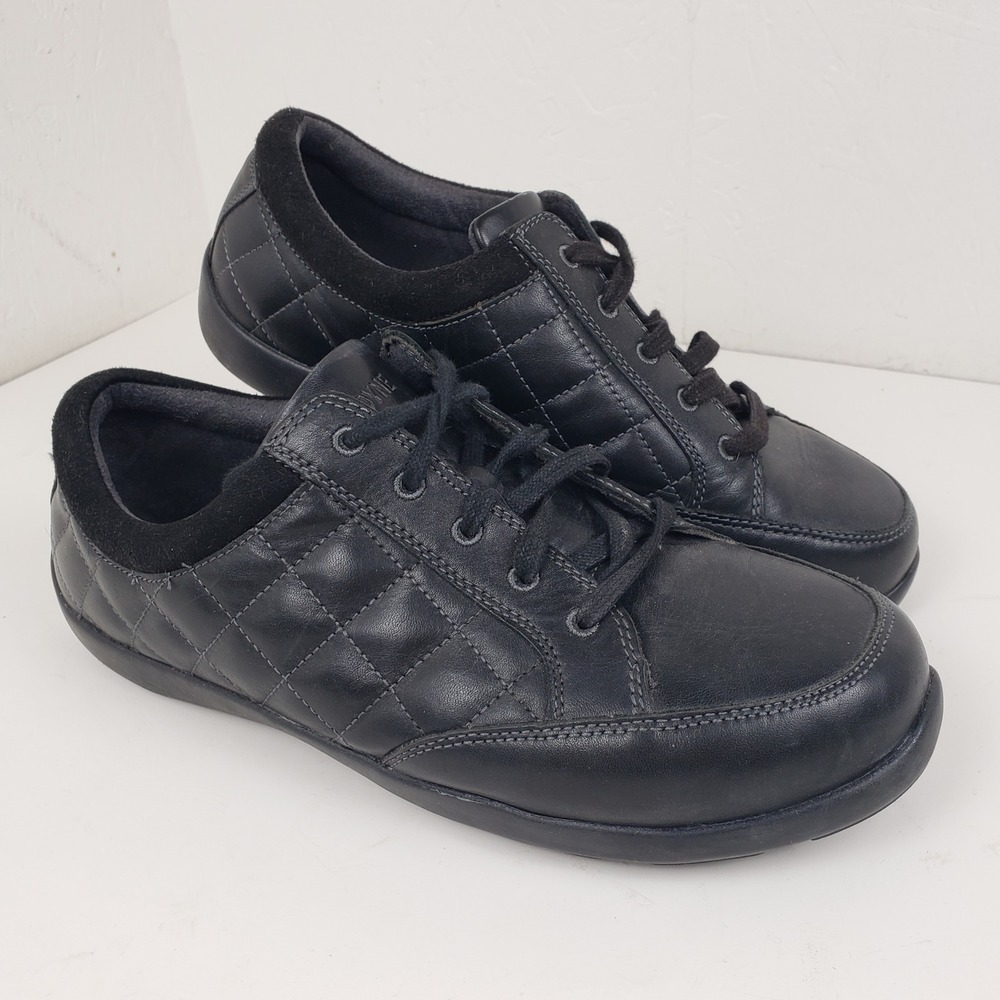 Anodyne No. 16 Womens 8W Sport Walker Black Leather Quilted Sneakers